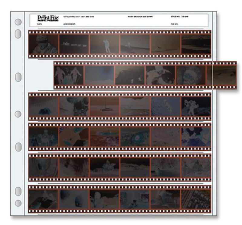 Print File 35mm Size Archival Storage Pages for Negatives | 6-Strips of 6-Frames - 25 Pack x 2